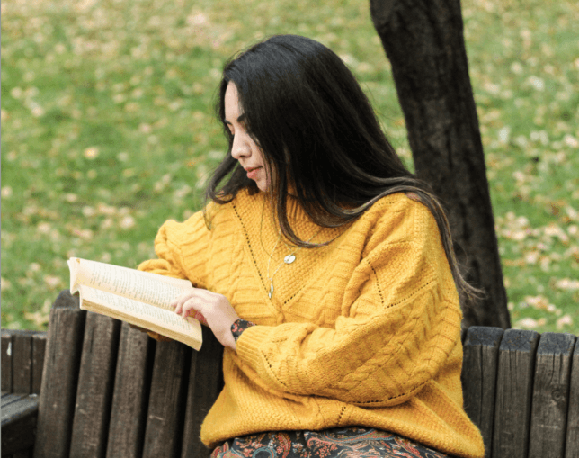 nice woman reading book